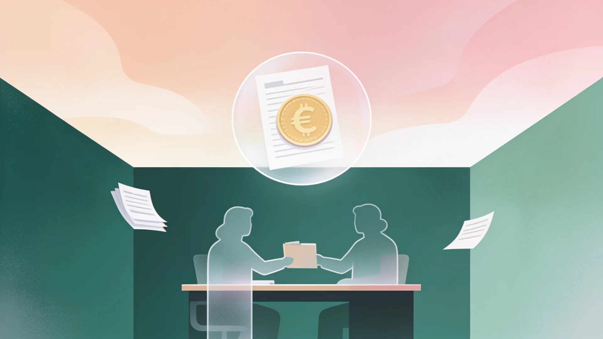 Illustratie: een subsidieaanvraag wisselt van hand aan een bureau